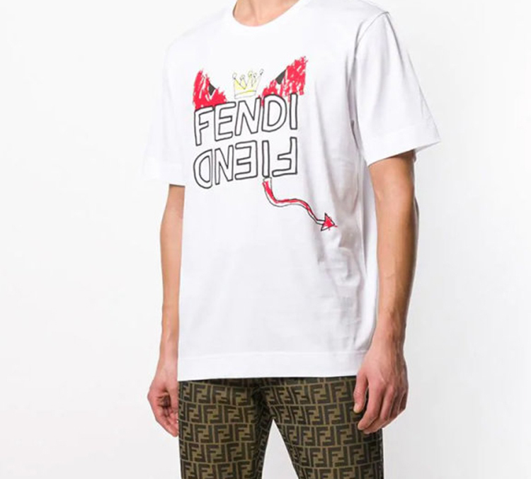 FENDI White Hand-drawn Monster Short Sleeve T-Shirt FY0936A6ZOF0QA0 圖 8