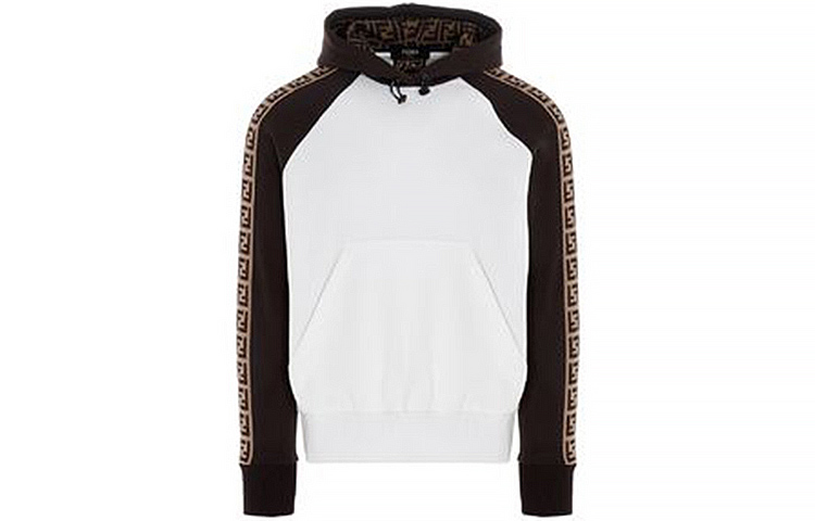 Fendi White Hoodie with Side Sleeve FF Logo Design FAF588AD39F1BYP