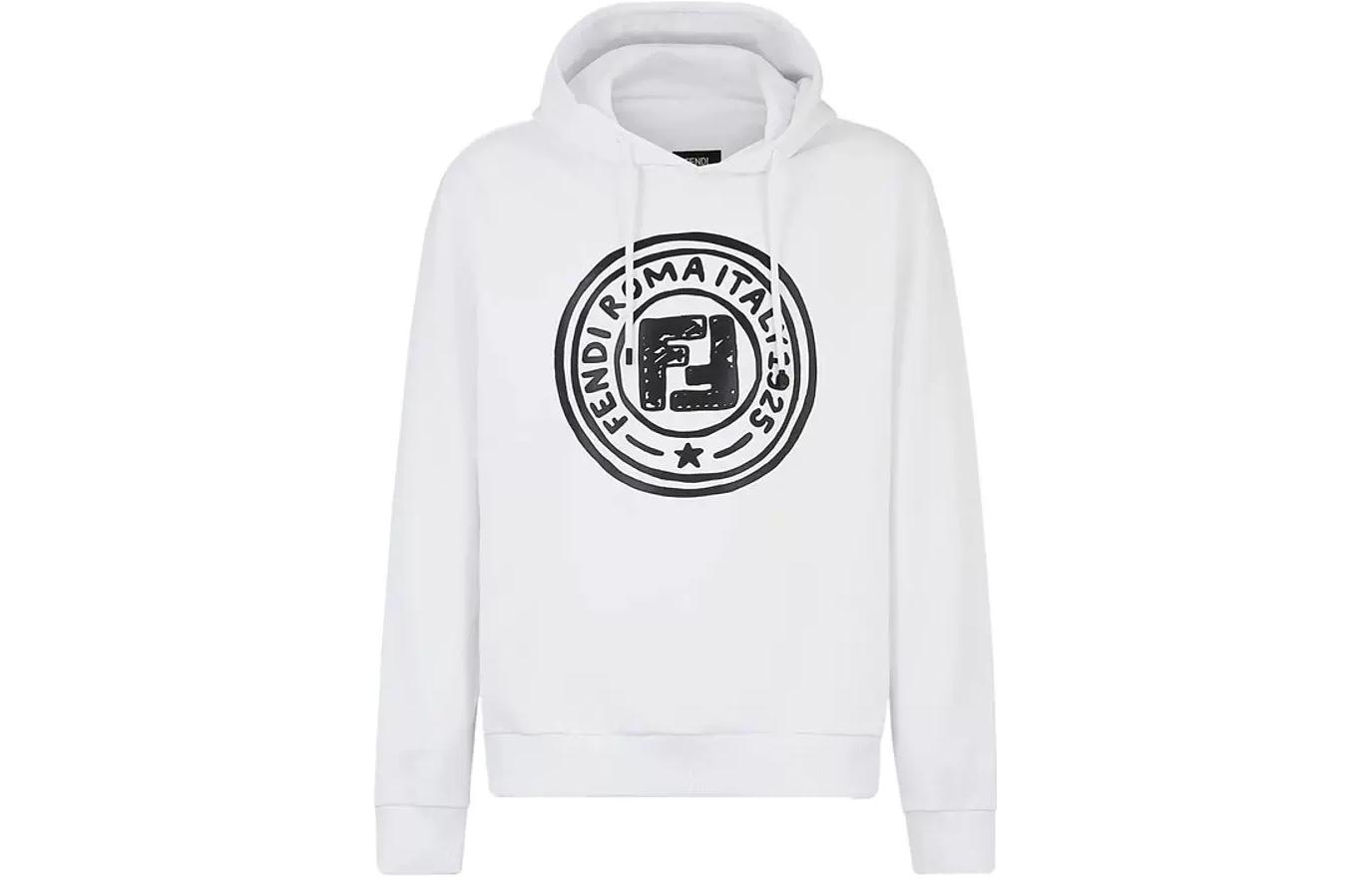 Fendi White Hoodie with Solid Letter Print Design FY0212-ACNJ-F0QA0