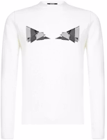 Fendi White Knit Pullover Sweater with Monster Eye Design FAE537AAY3F0ZNM Fendi White Knit Pullover Sweater with Monster Eye Design FAE537AAY3F0ZNM