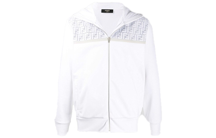 Fendi White Logo Hooded Long-Sleeve Jacket FAF526AAXRF0ZNM
