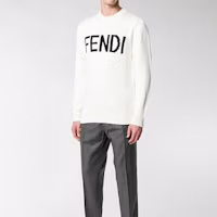 Purchase FENDI 白色Logo羊毛提花針織套頭毛衣 FZZ387A3M3F0QA0