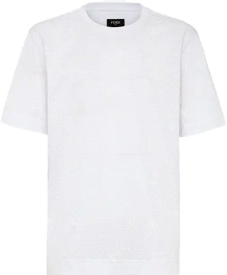 FENDI White Micro Round Neck Short Sleeve T-Shirt. FY0936AH0JF0QA0 Order FENDI White Micro Round Neck Short Sleeve T-Shirt. FY0936AH0JF0QA0