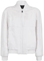 Fendi White Mink Reversible Bomber Jacket with Letter Print V-Neck Long Sleeve FME190JS7F0ZNE Fendi White Mink Reversible Bomber Jacket with Letter Print V-Neck Long Sleeve FME190JS7F0ZNE