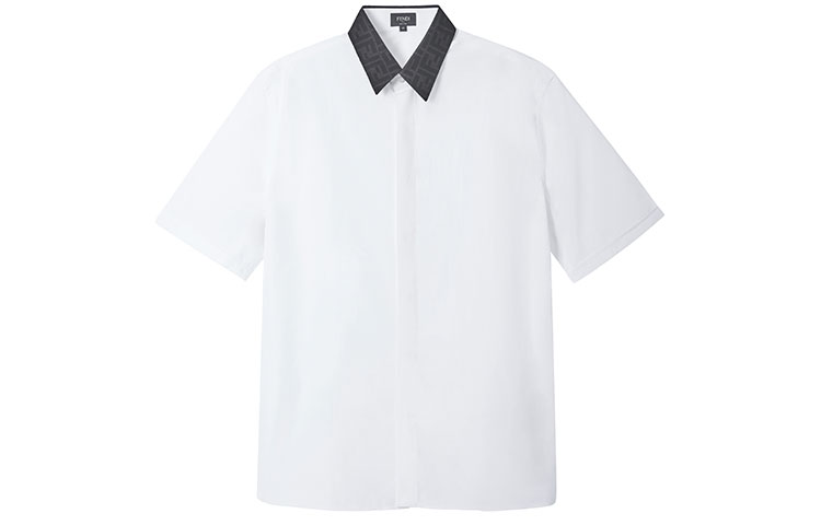 Order 芬迪白色短袖衬衫，简约Logo印花及方形衣领。 FS0795AF03F0QA0