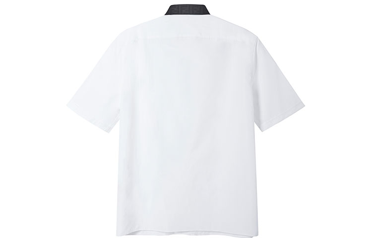 Lookbook 芬迪白色短袖衬衫，简约Logo印花及方形衣领。 FS0795AF03F0QA0