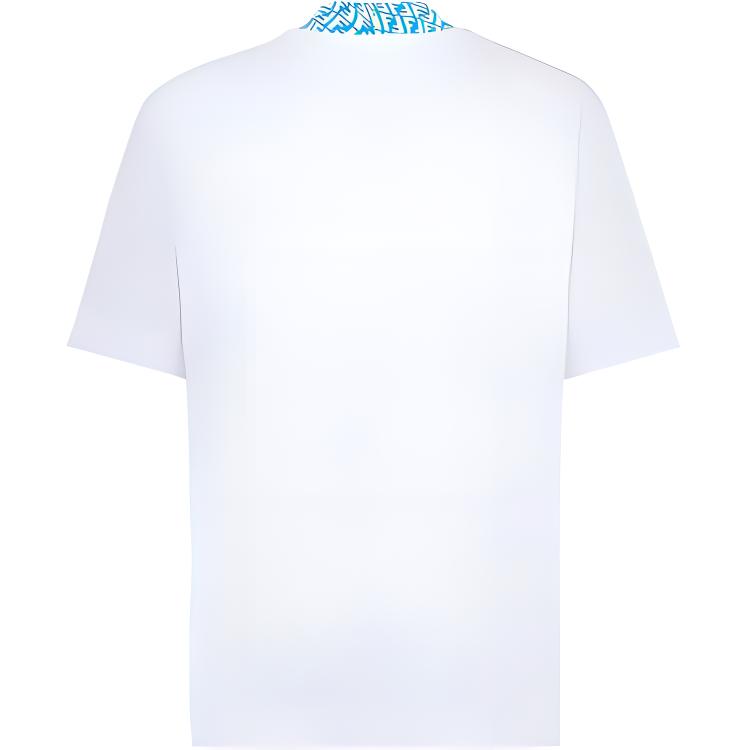 FENDI White T-Shirt with Double F Logo Design on Collar. FY1088AGAKF18TW