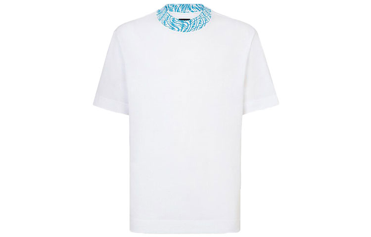 Order FENDI 白色双F标志设计领口T恤。 FY1088AGAKF18TW