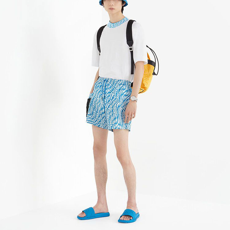 Shop FENDI 白色双F标志设计领口T恤。 FY1088AGAKF18TW