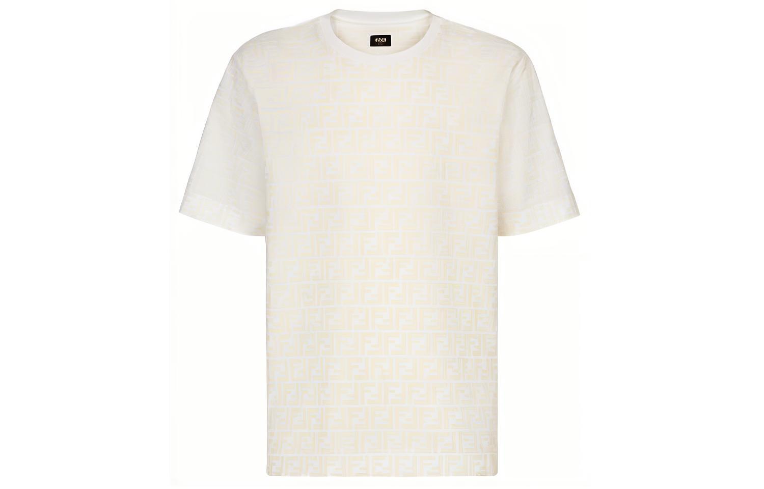 FENDI White T-Shirt with Solid Color Logo Print FY0936A7D5F0GF7
