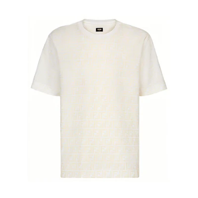 FENDI White T-Shirt with Solid Color Logo Print FY0936A7D5F0GF7