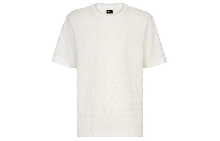FENDI White T-Shirt with Solid Color Logo Print FY0936A7D5F0GF7 圖 2