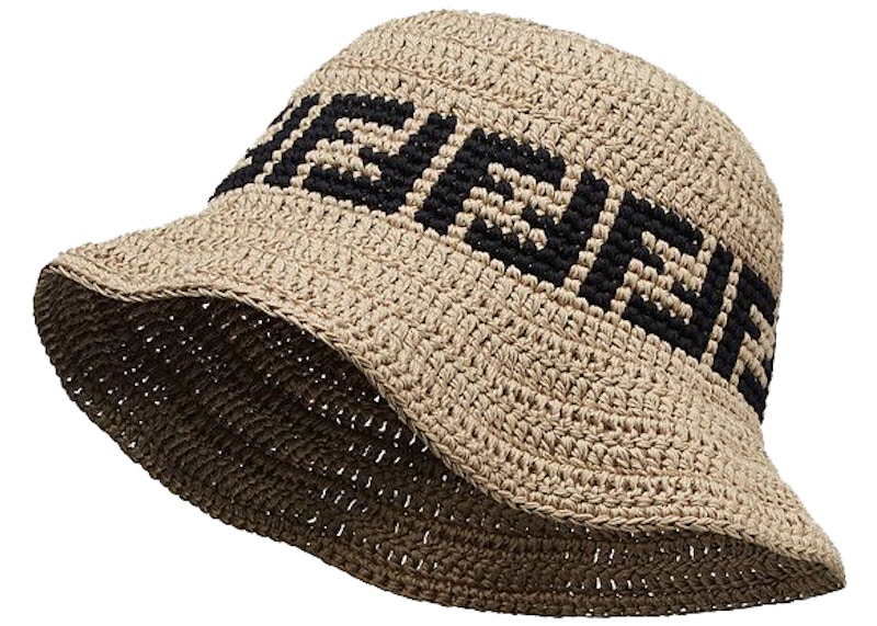 Fendi Wide Brimmed Hat FF Motif Beige