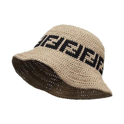 Fendi Wide Brimmed Hat FF Motif Beige