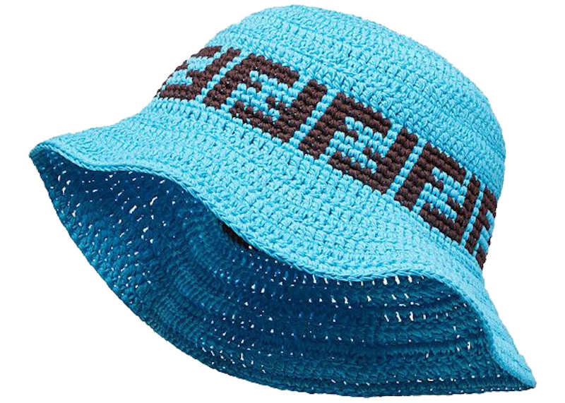 Fendi Wide Brimmed Hat FF Motif Blue