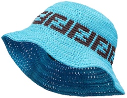 Fendi Wide Brimmed Hat FF Motif Blue Fendi Wide Brimmed Hat FF Motif Blue