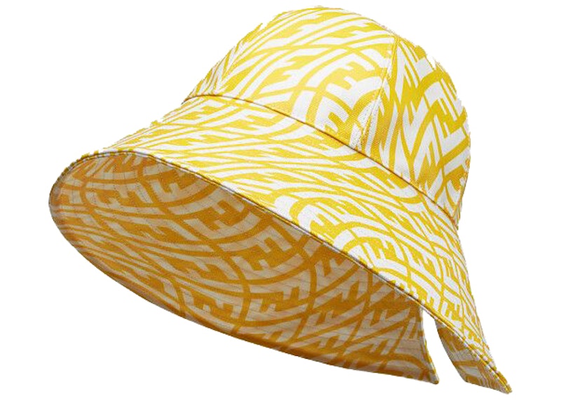 Fendi Wide Brimmed Hat FF Motif Yellow