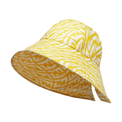 Fendi Wide Brimmed Hat FF Motif Yellow