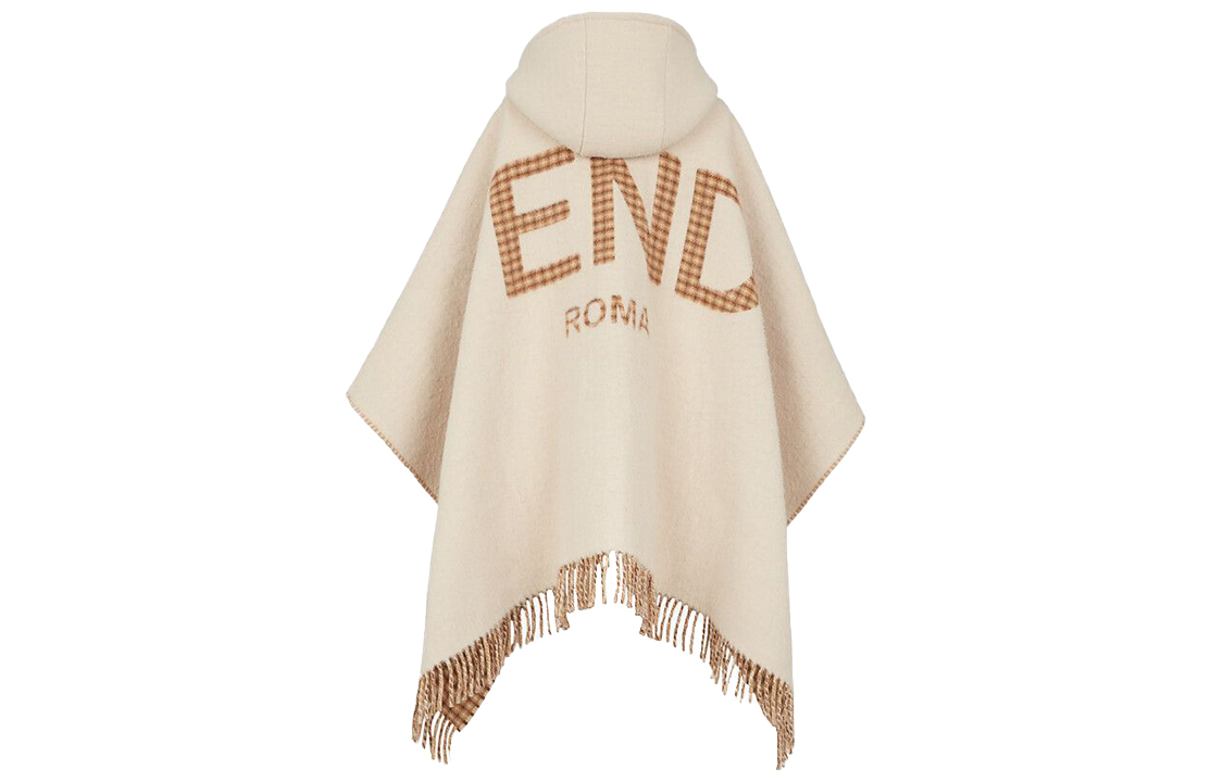 Lookbook FENDI 羊毛羊絨披肩斗篷 情侶款 中性款 米白色 FXX722AHR1F0QF7