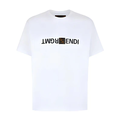 FENDI FRGMT SS24 Logo Appliqué Short Sleeve T-Shirt White (). FY1144AQJNF0QA0