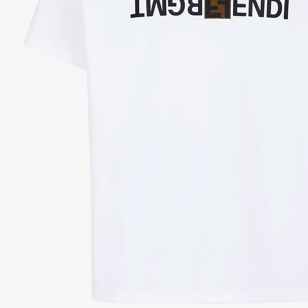 Cheap Camiseta Blanca de Manga Corta Logo FENDI x FRGMT SS24. FY1144AQJNF0QA0