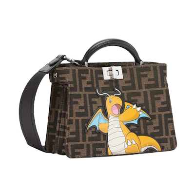 Fendi x FRGMT x Pokemon FF Fabric Bag Peekaboo ISeeU X-Cross Brown