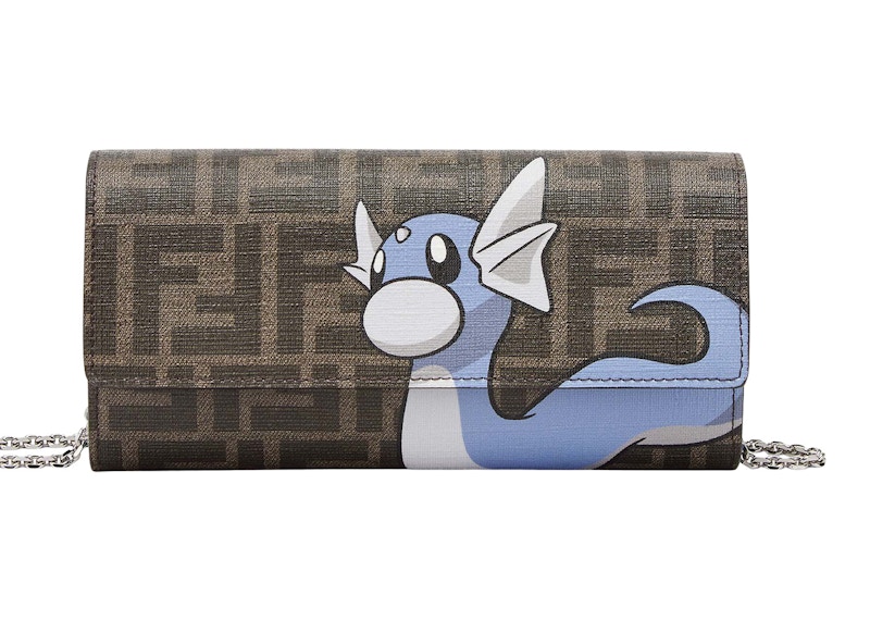 Fendi x FRGMT x Pokemon FF Fabric Wallet Continental With Chain Brown/Light Blue