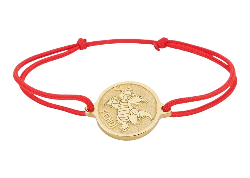 Fendi x FRGMT x Pokemon Ribbon Pendant Bracelet Red