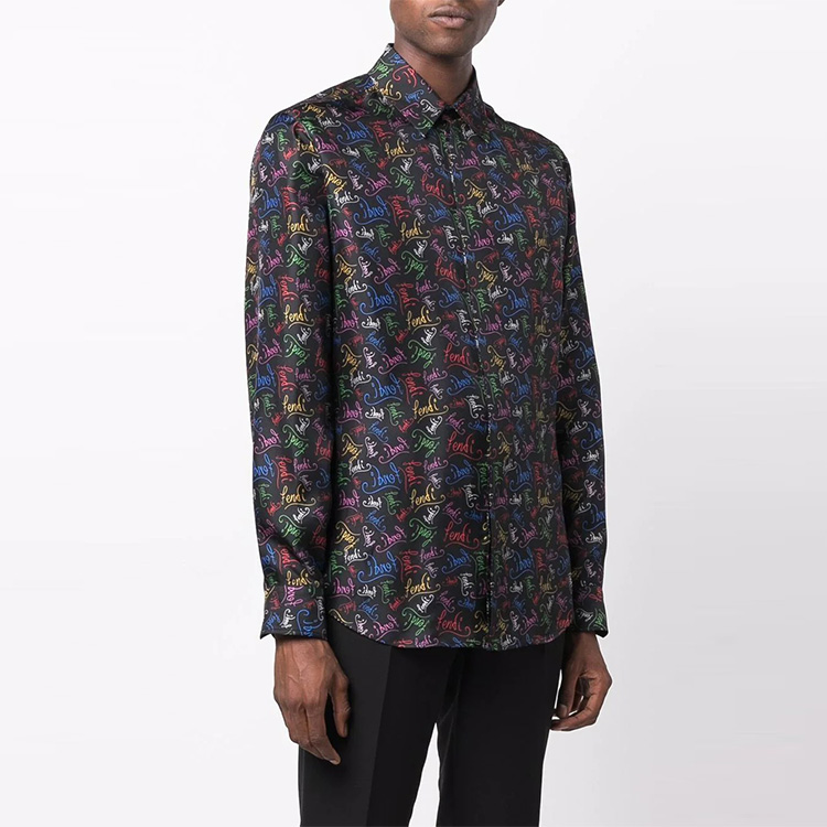 Purchase FENDI x Noel Fielding FW21黑色款长袖衬衫翻领设计。 FS0808AH1YF0QA1