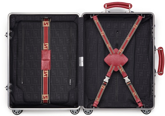 Fendi x Rimowa Cabin Trolley Luggage Zucca Red Web Belt Silver Lookbook Fendi x Rimowa Cabin Trolley Luggage Zucca Red Web Belt Silver