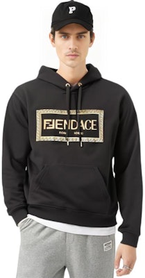 FENDI x VERSACE Black Logo Print Hoodie. FY1143AKDUF0QA1 Details for FENDI x VERSACE Black Logo Print Hoodie. FY1143AKDUF0QA1