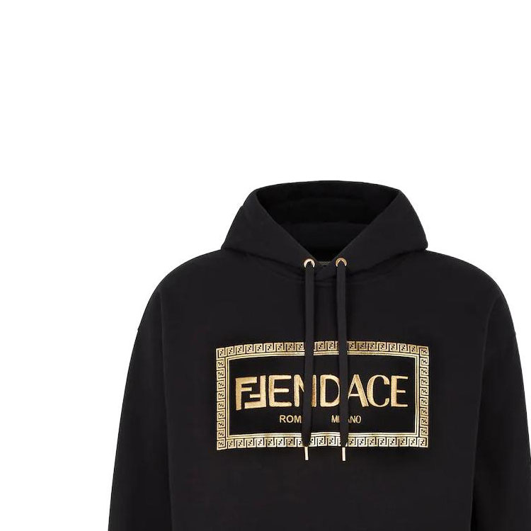 Sizing 芬迪 x 范思哲 黑色标志印花连帽衫. FY1143AKDUF0QA1