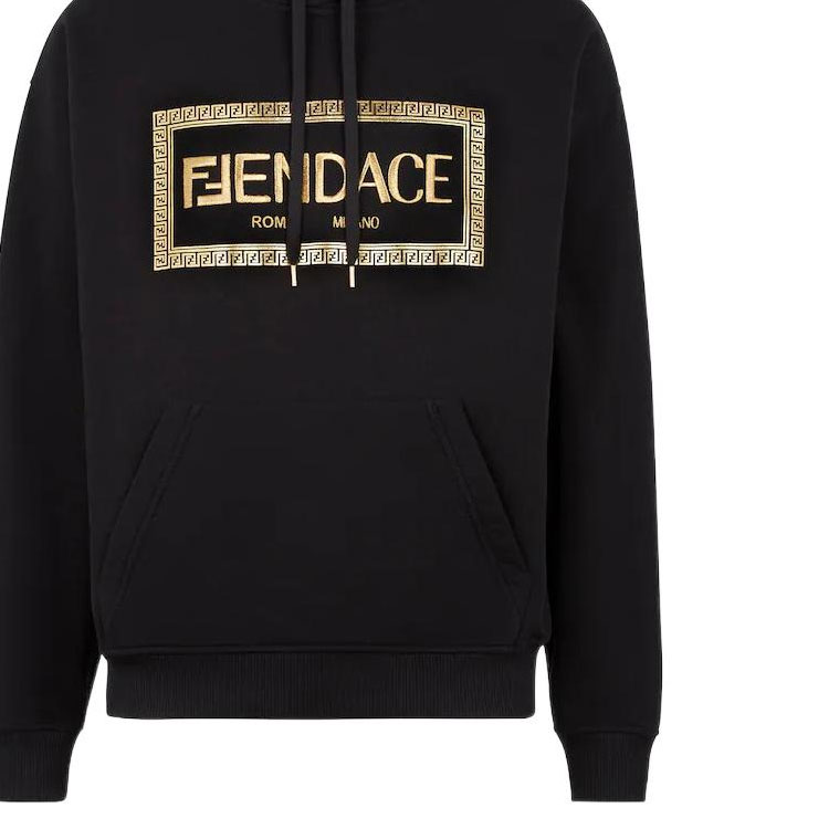Cheap 芬迪 x 范思哲 黑色标志印花连帽衫. FY1143AKDUF0QA1