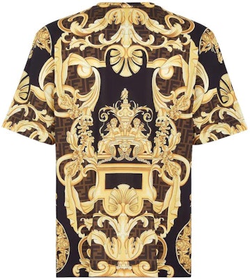 FENDI x VERSACE Graphic Print Casual Black Gold T-Shirt. FY0936AKDZF1440 Lookbook FENDI x VERSACE Graphic Print Casual Black Gold T-Shirt. FY0936AKDZF1440