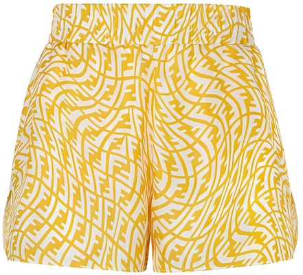 Pantalones Cortos de Seda Amarillos FENDI con Estampado de Logo Total. FB0708AG9DF1EP6 Buy Pantalones Cortos de Seda Amarillos FENDI con Estampado de Logo Total. FB0708AG9DF1EP6