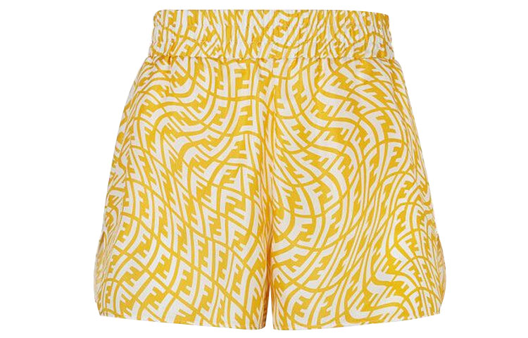 Order 펜디 옐로우 올오버 로고 프린트 실크 쇼츠 FB0708AG9DF1EP6