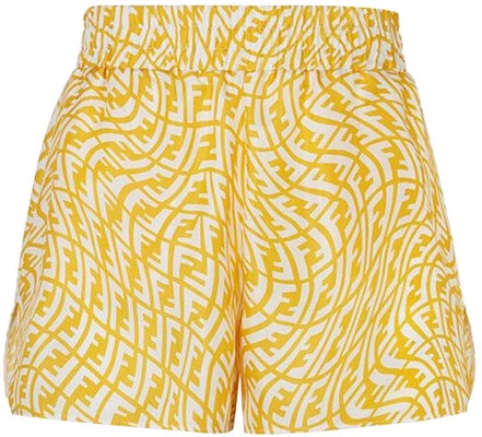Pantalones Cortos de Seda Amarillos FENDI con Estampado de Logo Total. FB0708AG9DF1EP6 Order Pantalones Cortos de Seda Amarillos FENDI con Estampado de Logo Total. FB0708AG9DF1EP6