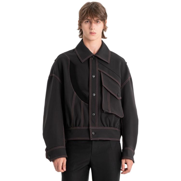 Lookbook Chaqueta Negra Minimalista de Manga Larga Feng Chen Wang. FMF16JK05