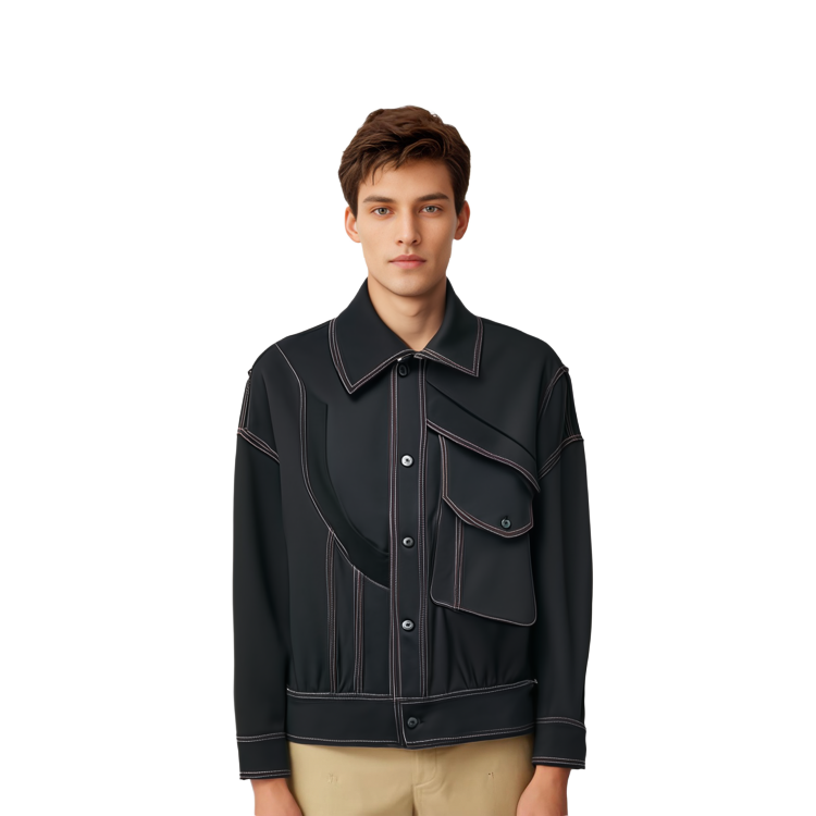 Purchase Chaqueta Negra Minimalista de Manga Larga Feng Chen Wang. FMF16JK05