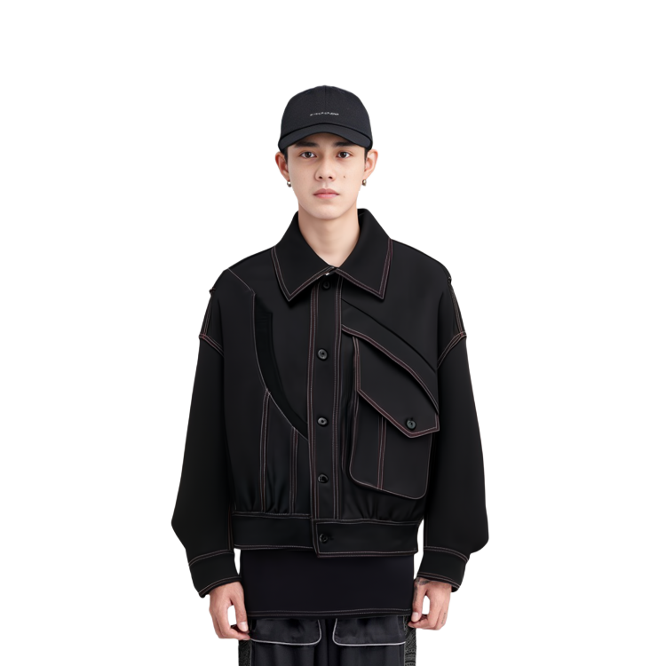 Details for Chaqueta Negra Minimalista de Manga Larga Feng Chen Wang. FMF16JK05