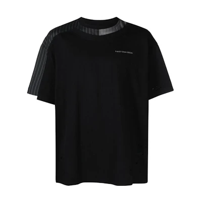 Feng Chen Wang Black Stripe Letter Crewneck Short Sleeve T-Shirt FMS15TS03B