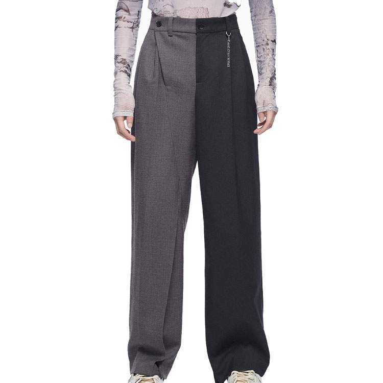 Lookbook Pantalones Casuales Feng Chen Wang Color-Block con Hebilla de Metal - Negro FF12TRO501