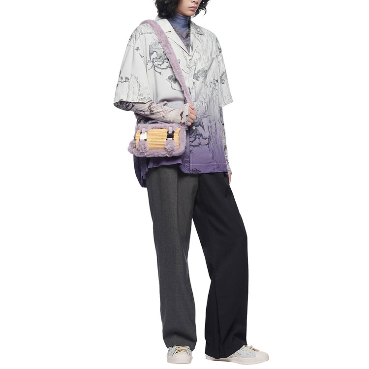 Purchase Pantalones Casuales Feng Chen Wang Color-Block con Hebilla de Metal - Negro FF12TRO501