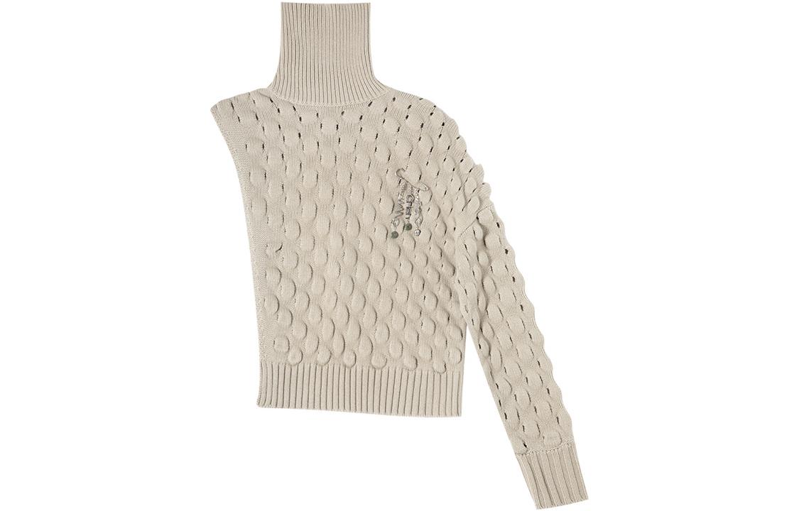 Feng Chen Wang  High-Neck Wool Pullover Sweater Khaki. FF12KNI1006
