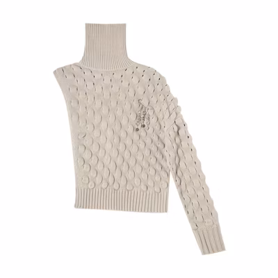 Feng Chen Wang High-Neck Wool Pullover Sweater Khaki. FF12KNI1006