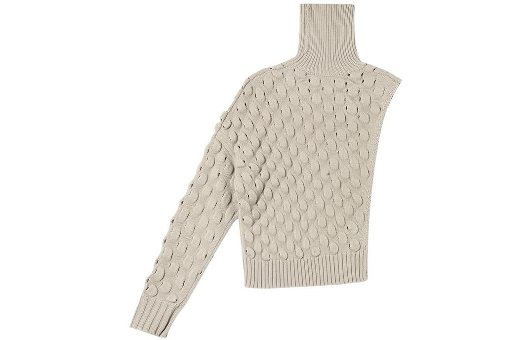 Lookbook Feng Chen Wang Jersey de Lana de Cuello Alto Khaki. FF12KNI1006