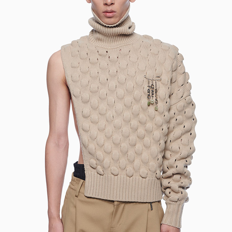 Purchase Feng Chen Wang Jersey de Lana de Cuello Alto Khaki. FF12KNI1006