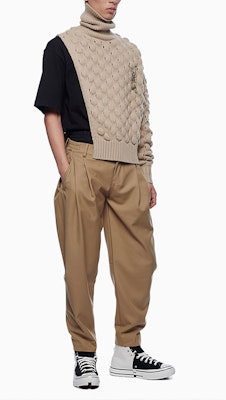 Feng Chen Wang Jersey de Lana de Cuello Alto Khaki. FF12KNI1006 1