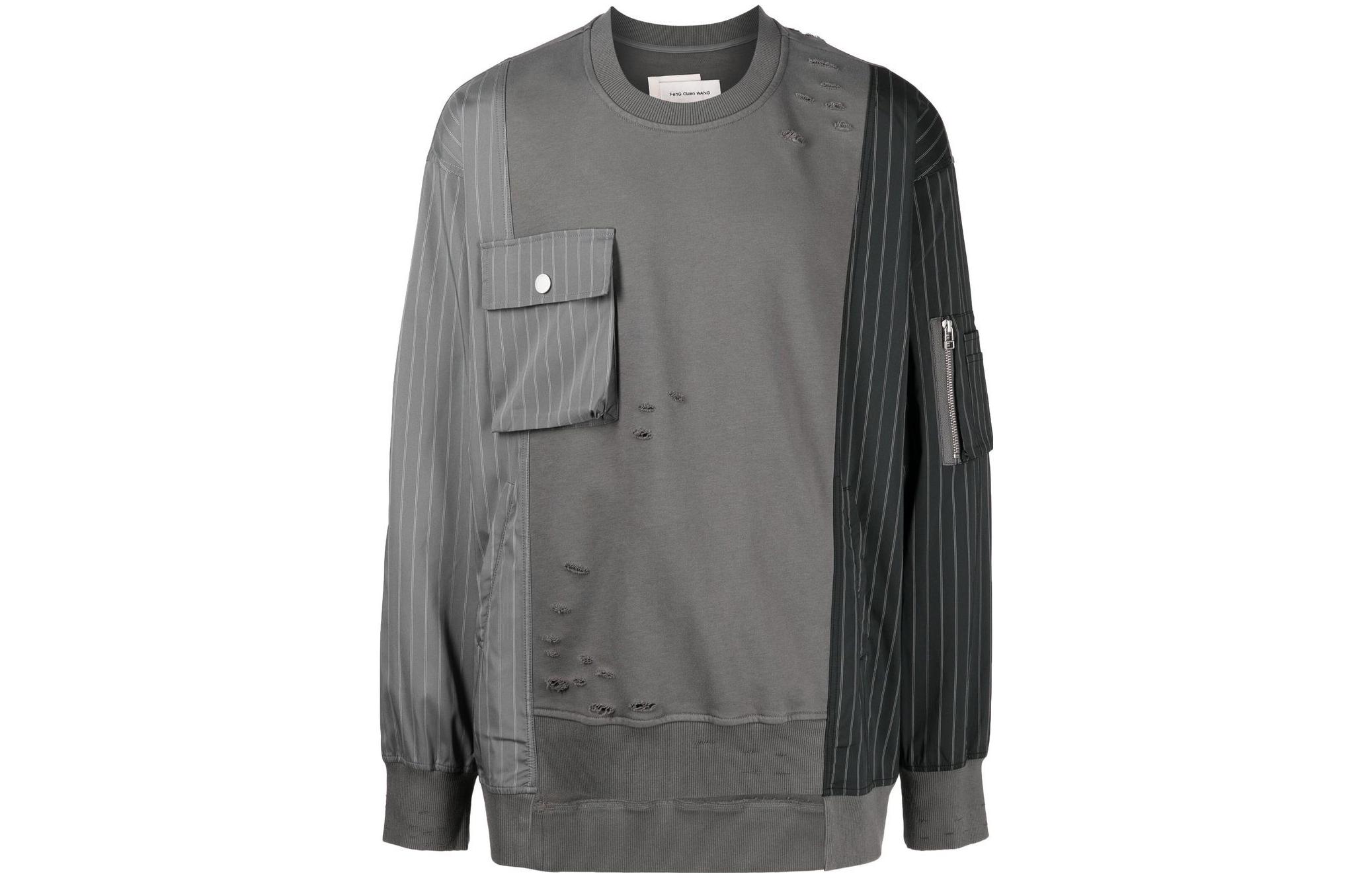 Feng Chen Wang  Patchwork Crewneck Sweatshirt - Gray FMS15SS01