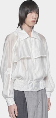 Feng Chen Wang Chaqueta Transparente de Capas con Botonadura Sencilla. FMS13JK17K Details for Feng Chen Wang Chaqueta Transparente de Capas con Botonadura Sencilla. FMS13JK17K